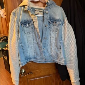 Wallflower Light Blue Denim Jacket with Cream Sleeves
